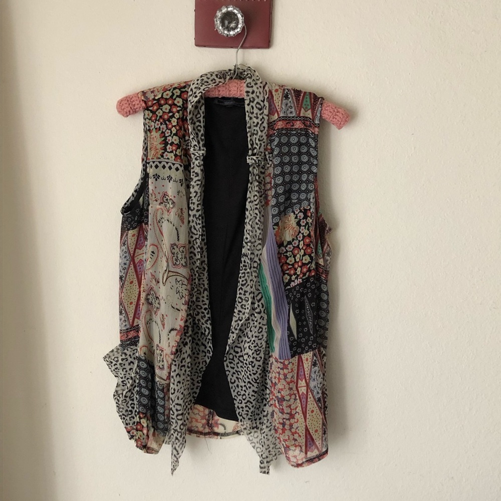 Zashi boho style vest. Large patchwork pattern